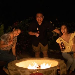 firepit with surrounding benches